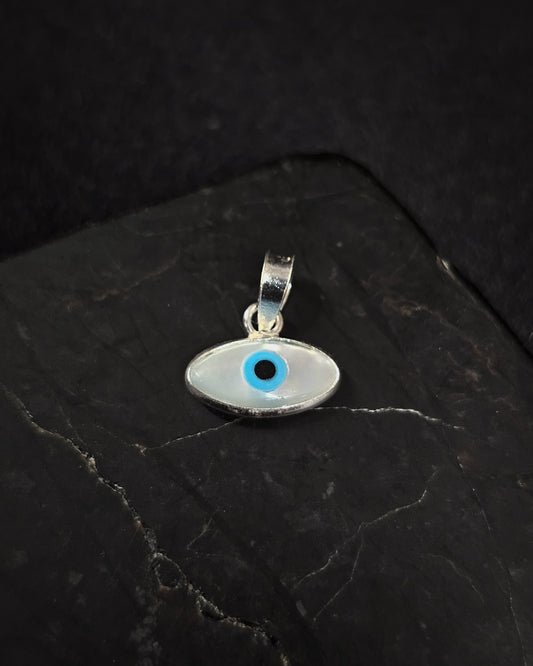 Small Oval Mother of Pearl Evil Eye Pendant