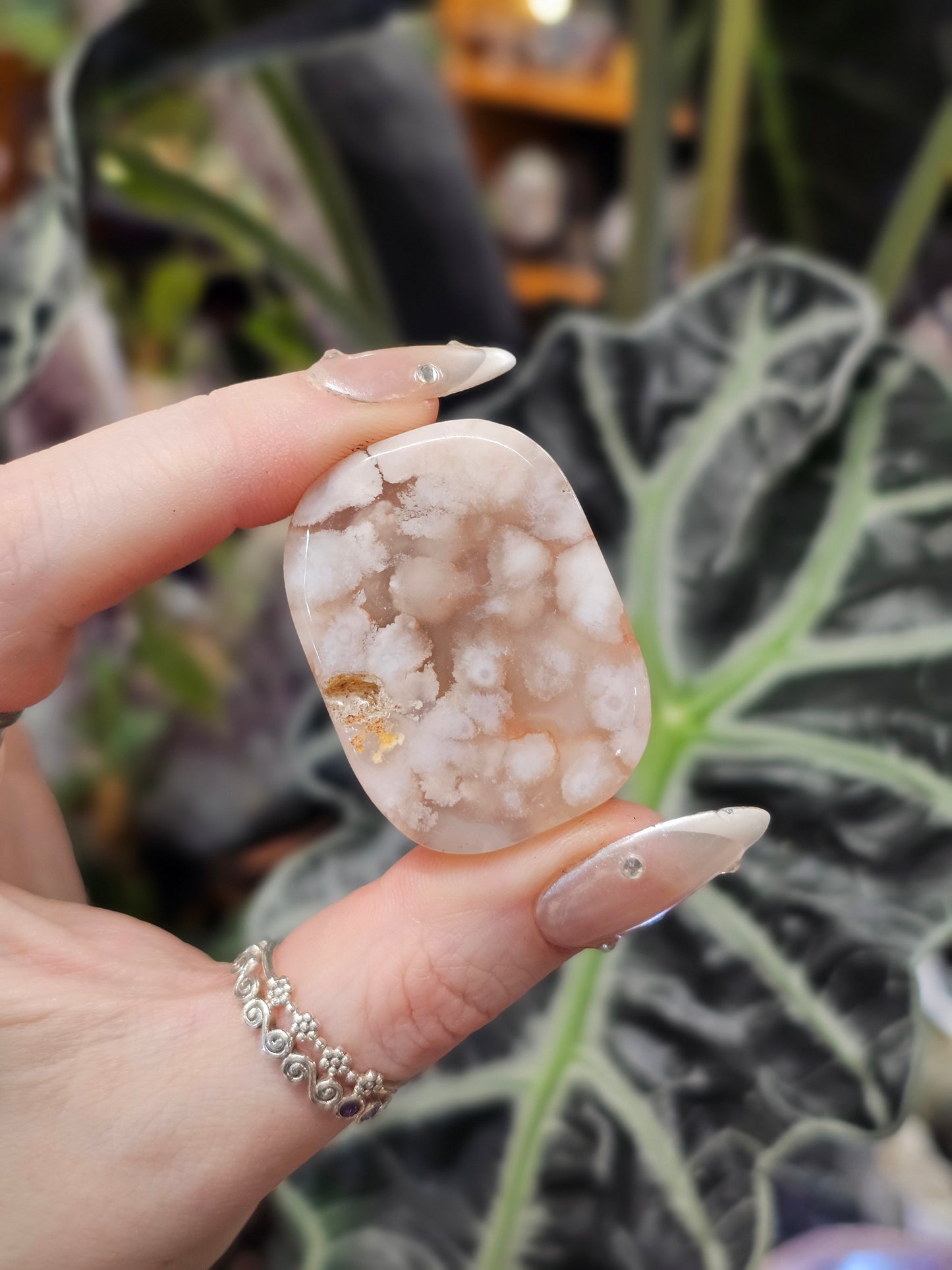 Flower Agate Palmstone #1