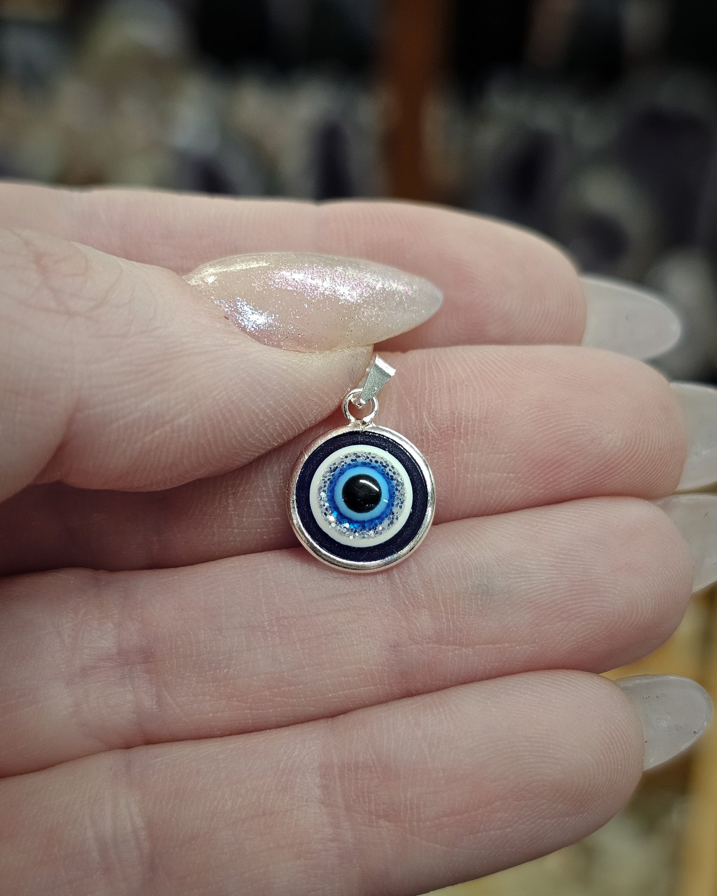 Large Round Evil Eye Pendant
