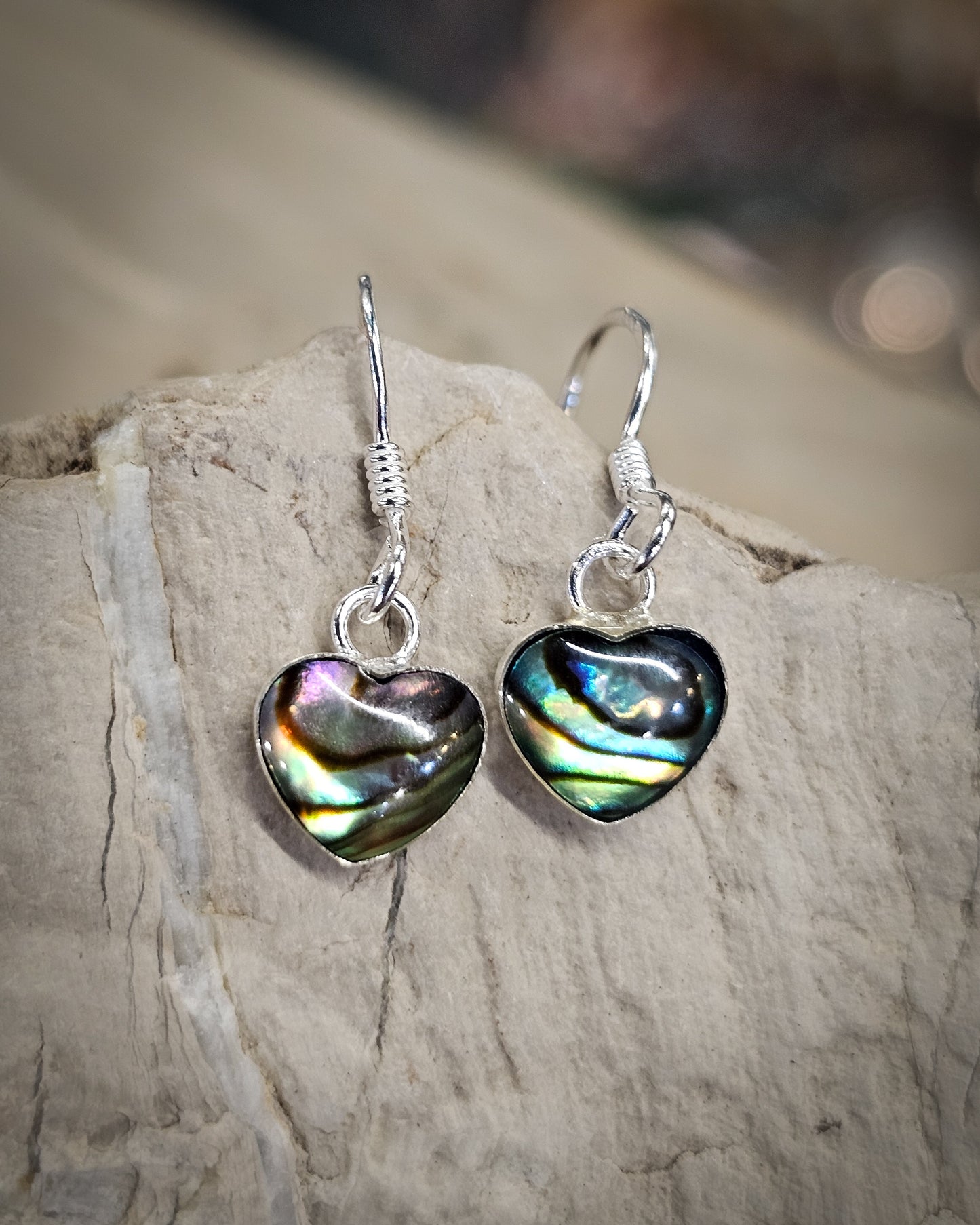 Small Heart Paua Earrings
