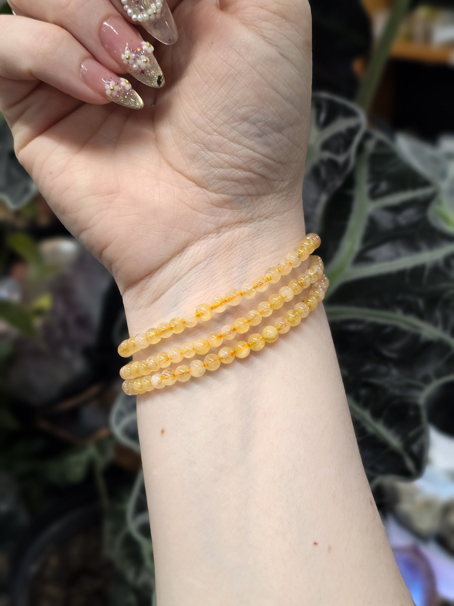 4mm Citrine Bead Bracelet