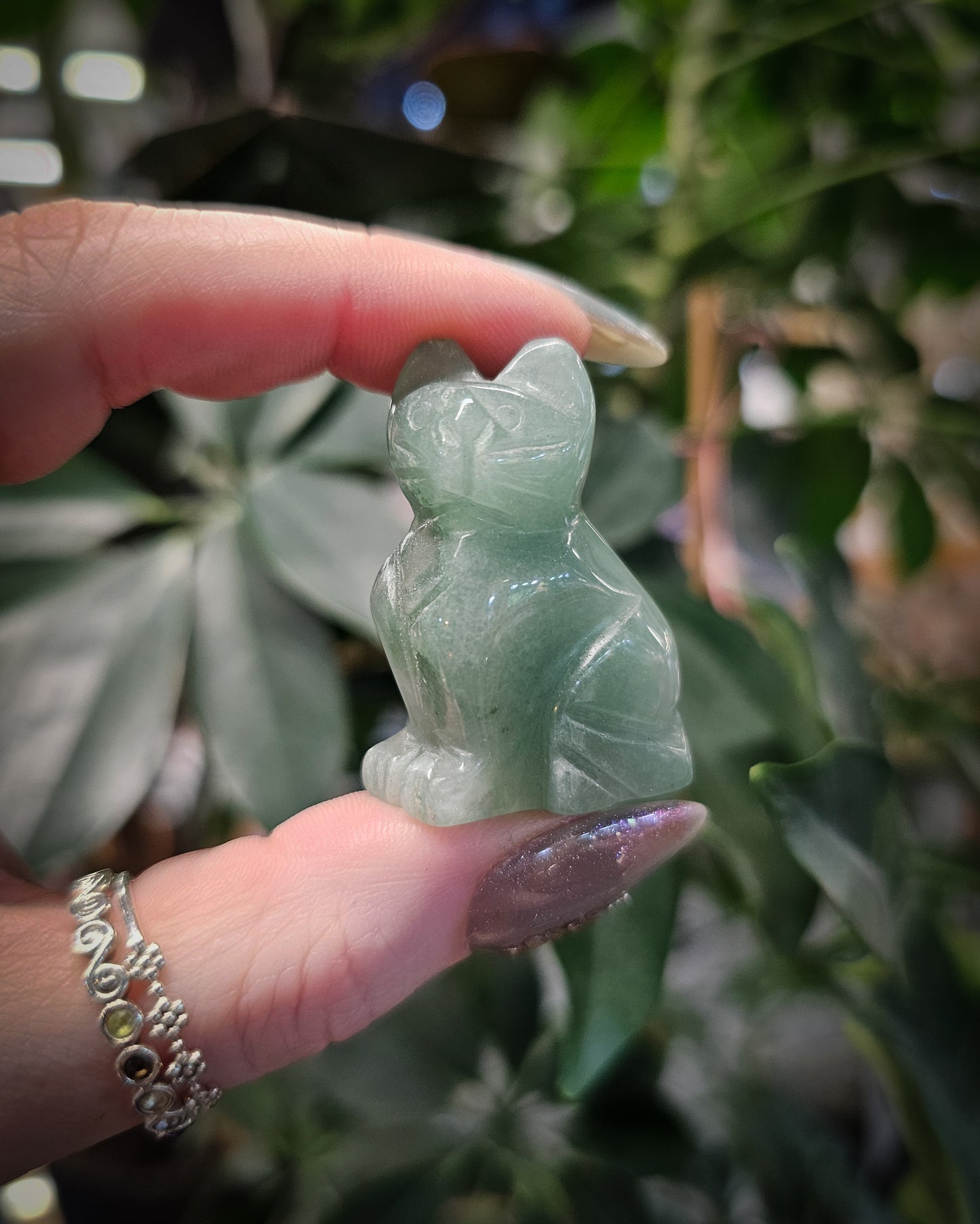 Green Aventurine Cat Carving