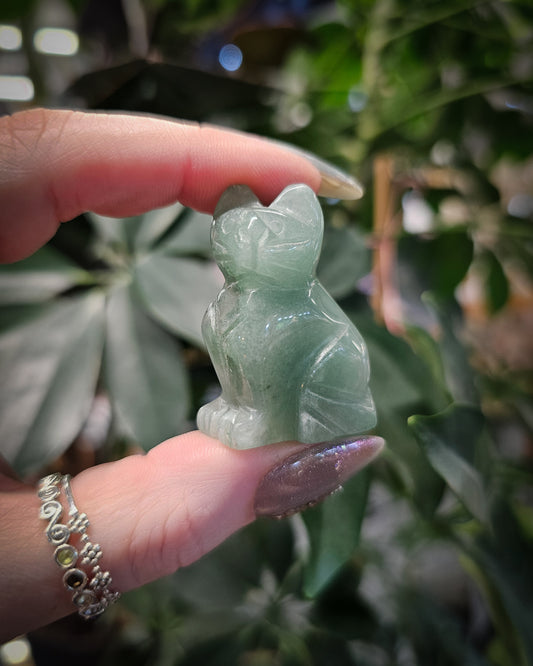 Green Aventurine Cat Carving