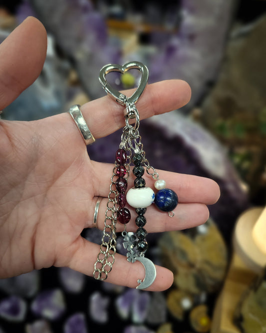 Garnet & Hematite Bag Charm