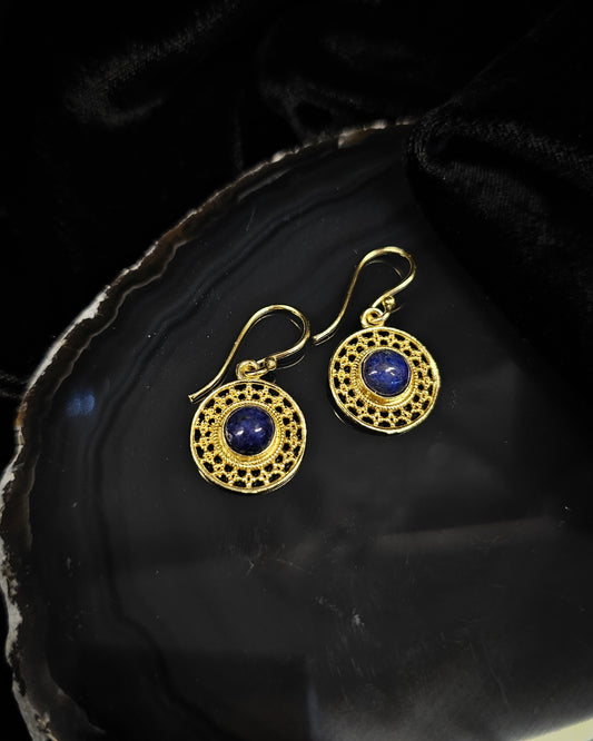 Gold Plated Lapis Lazuli Earrings