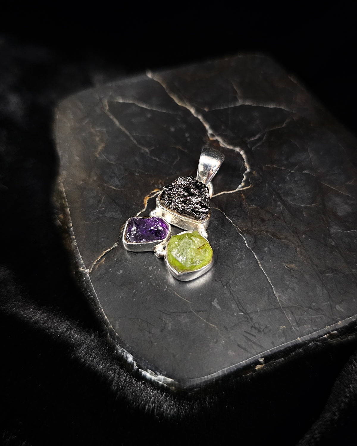 Mixed Raw Gemstone Pendant